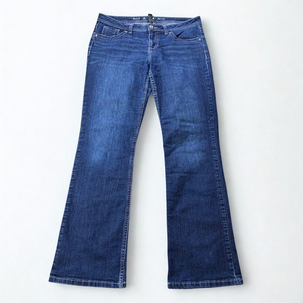 Apt 9 Bootcut Jeans Womens 12 Blue Stretch Rhinestone Studded Pocket Y2K